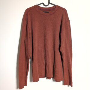 Bonobos T Shirt Long Sleeve Mens Large Pullover Orange Striped Waffle Knit